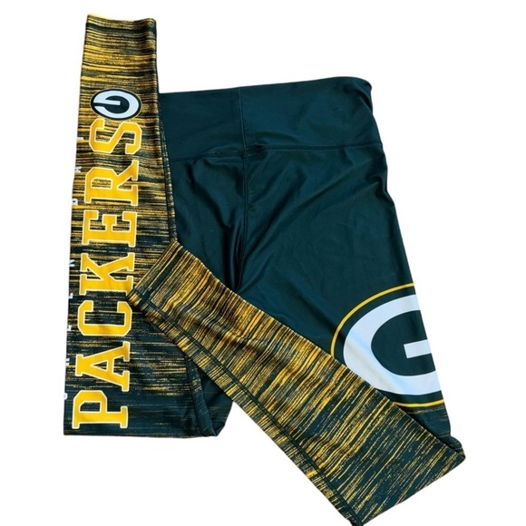 Green Bay Packers NFL Leggings Women’s L Football Wisconsin Activewear Stretchy - Picture 1 of 13